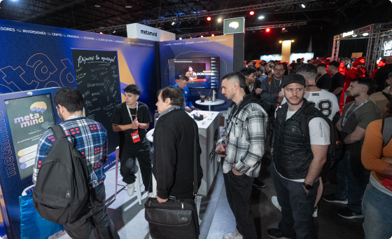 Visitors around expo stands